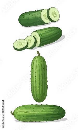 Cucumber vector, cucumber vegetable silhouette illustration, collection vector of cucumber, cucumber isolated on white