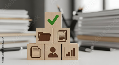 Wallpaper Mural Business Management and Quality Assurance Concept with Wooden Blocks Torontodigital.ca