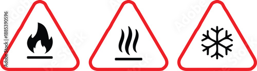 hazard warning sign three icon set vector 