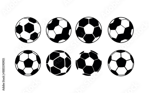 Soccer Ball Icons Flat Vector Set for Sports Branding and Game Design