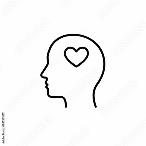 Head profile silhouette with heart symbol line icon