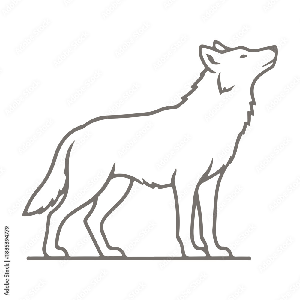 Fototapeta premium Wolf howling emblem logo vector silhouette .Minimalist Wolf Head Silhouette Vector Illustration . Abstract Wolf Profile Silhouette , Modern Predator Wolf Symbol Vector Graphic Design
