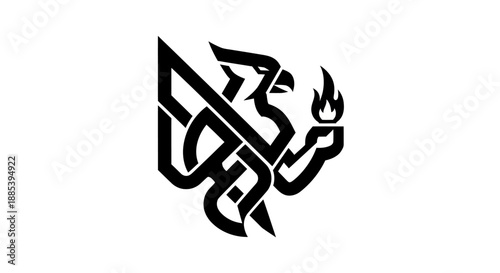 Abstract griffin design on white background
