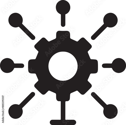 Machine learning symbol icon in outline style for AI technology, data science, neural networks and UI design.