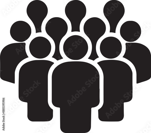 Crowd silhouette icon in minimal style for community, people, audience concepts, web apps and UI design.