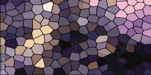 Abstract mosaic pattern with varied polygonal shapes and colors.