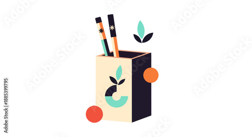Abstract illustration of a pencil holder