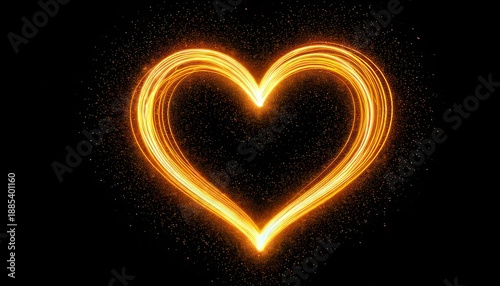 Glowing Heart Shape on Black Background - A Symbol of Love.