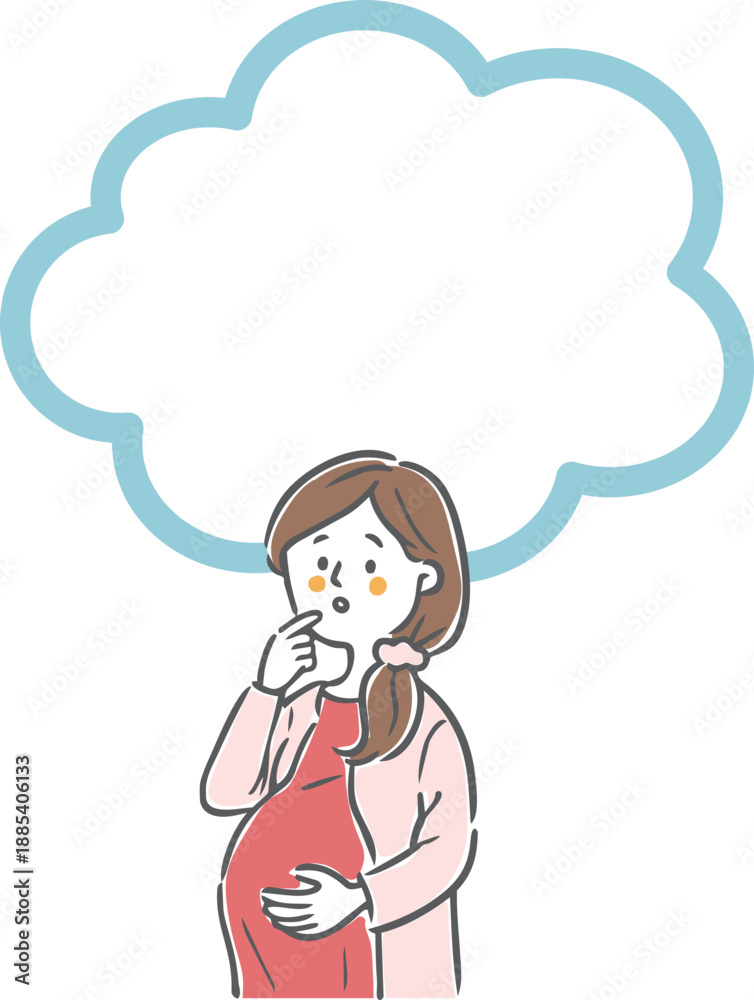 Obraz premium 考える妊婦さん コピースペース ベクター