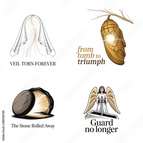 Christian Symbols of Resurrection: Torn Veil, Chrysalis, Open Tomb, Angel Keywords: resurrection