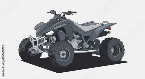 Stylized illustration of a dark gray quad bike on a white background.