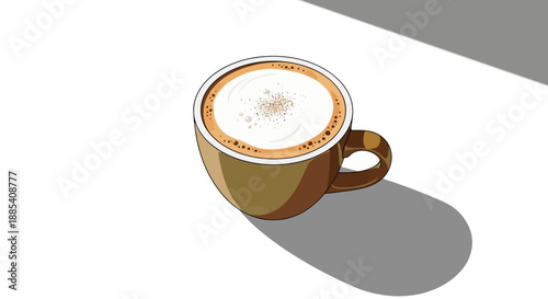 A warm cup of cappuccino with frothy milk and cinnamon.