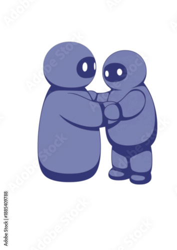 Soft Robotic Assistant Silhouette, Puffy Tactile Robot for Healthcare and Childcare, Ambient Realism and Kind Technology Vector Design