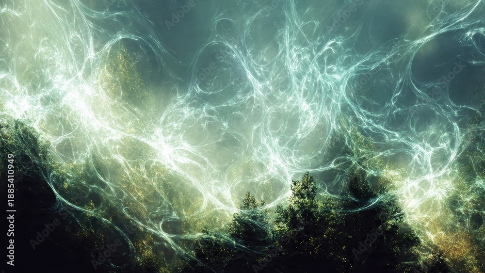 Obraz premium Ethereal Forest with Energy Strands