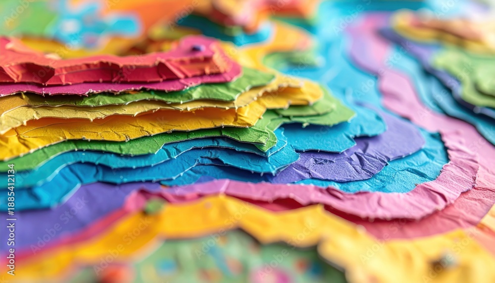 Obraz premium Colorful Layers of Textured Paper Art Close-Up.