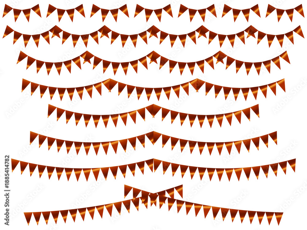 Obraz premium ガーランド三角、曲線、ライン、9オレンジ