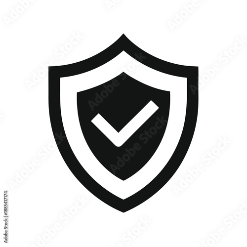 Security Shield Icon with Checkmark for Protection and Verification