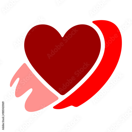 Minimalist Solid Maroon Heart Icon with Elegant Artistic Brush Strokes for Modern Relationship Concepts Valentines Day Marketing Campaigns Stylish Corporate Identity Design