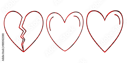 Professional Minimalist Heart Collection with Cracked and Whole Symbols for Contemporary Branding Identity Romantic Social Media Promotions High Quality Relationship Counseling Art Assets and Design