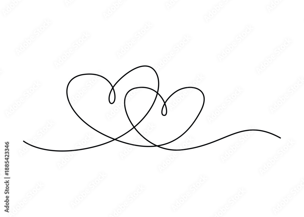 Fototapeta premium Valentine’s Day Hearts & Love Symbols One Line Art | Continuous Single Line Heart Drawings, Minimal Romantic Clipart