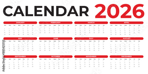 2026 calendar vector template