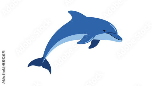 Graceful vector illustration of a blue dolphin leaping in the air isolated on a clean white background for marine and ocean themes.