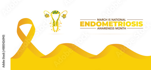 Endometriosis awareness month is observed every year in March, is a painful condition where endometrial tissue grows outside the uterus. Vector illustration	