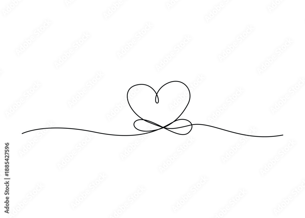 Fototapeta premium Valentine’s Day Hearts & Love Symbols One Line Art | Continuous Single Line Heart Drawings, Minimal Romantic Clipart