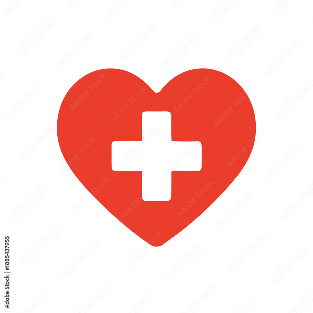 Obraz premium Healthcare icon with heart and cross
