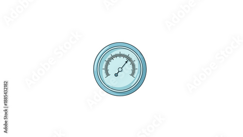 Close-up of a round pressure gauge with a needle indicator.