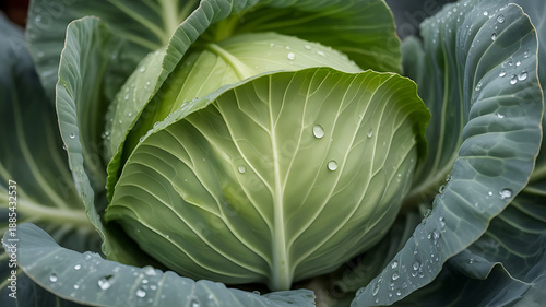 green cabbage in the garden image