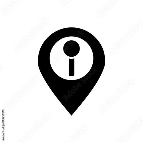 Map Pin with Info Icon on White Background.