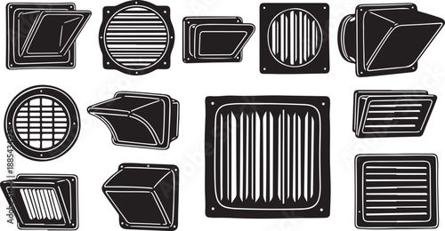 Various Ventilation Grille Designs and Shapes Illustration Set