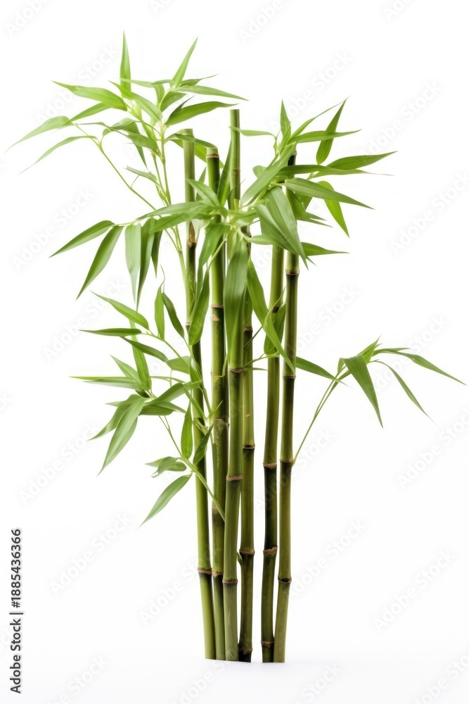 Obraz premium Four bamboo plant white background freshness flowerpot.
