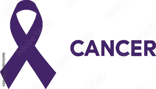 Purple cancer awareness ribbon vector symbolizing support advocacy hope and strength in bold minimal graphic design