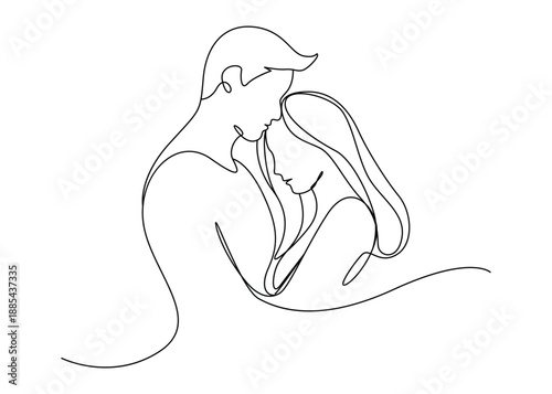 Valentine’s Day Couples & Romance One Line Art | Continuous Single Line Lovers, Minimal Romantic Couple Illustrations