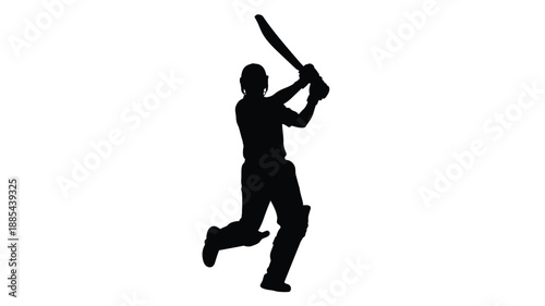 A cricket player in mid swing showcasing athletic form a striking silhouette