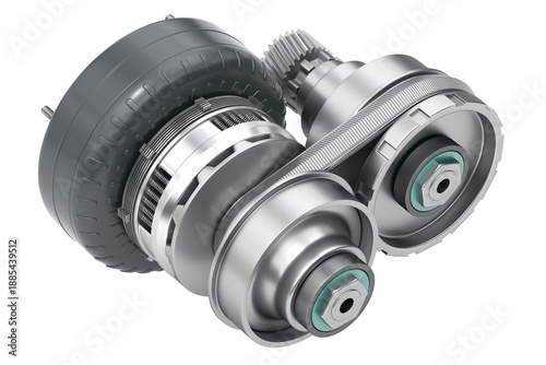 Continuously variable transmission (CVT) isolated on white background - 3D illustration 