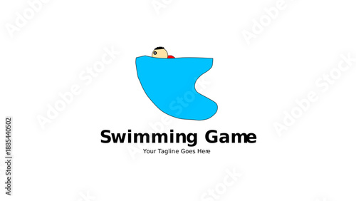 Swimming Game Logo, Sports logo, Kids Logo , Gaming Logo, Pool Logo, Water Logo, Racing Logo, Race Logo