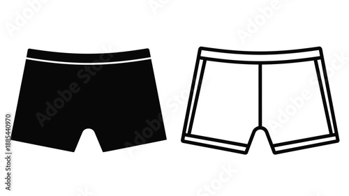 Two styles of men s underwear displayed in a stark black and white silhouette