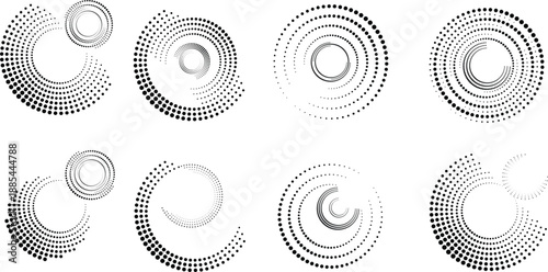 Halftone dots in circle form. round logo . vector dotted frame . design element
