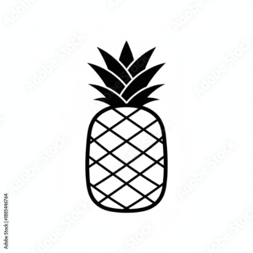 Simple Black and White Outline of a Pineapple Fruit Icon