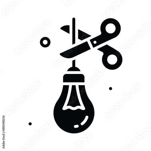 Carefully crafted amazing power cutdown icon in glyph style