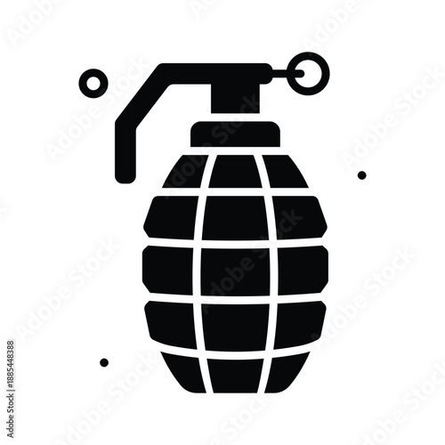 Futuristic glyph icon of terrorism, Hand Grenade, global security threats