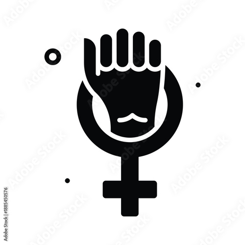 Women empowerment and equal rights, glyph icon of feminism