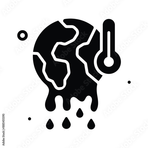Global warming and weather extremes, glyph icon of climate change