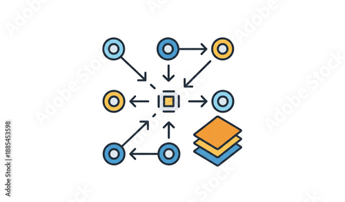 Multichannel and omnichannel classic icon flat vector illustration isolated on white