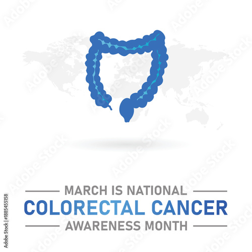 Vector illustration on the theme of Colorectal Cancer awareness month. It is a type of cancer that begins in the large intestine. The colon is the final part of the digestive tract	