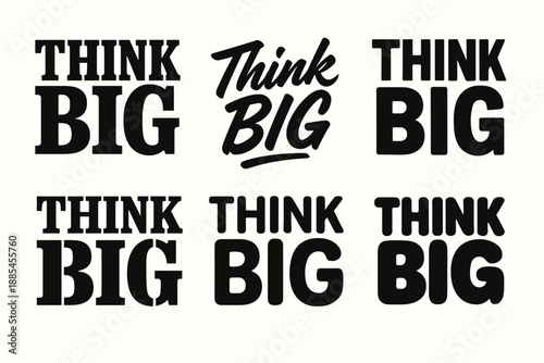 Vector wordmark logo set typography phrase bold message flat style six variations heavy serif slab brush rounded stencil bubble styles.