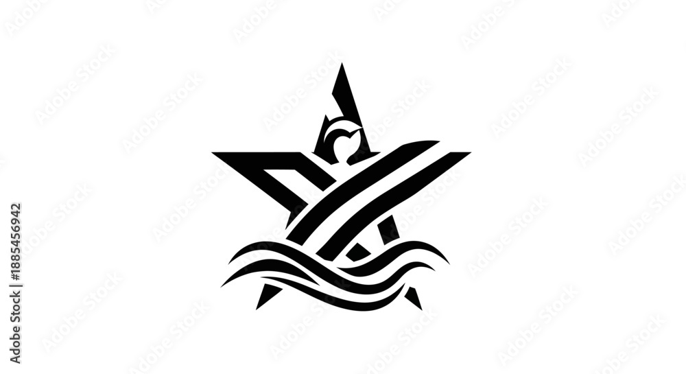 Obraz premium Abstract star icon with wave elements
